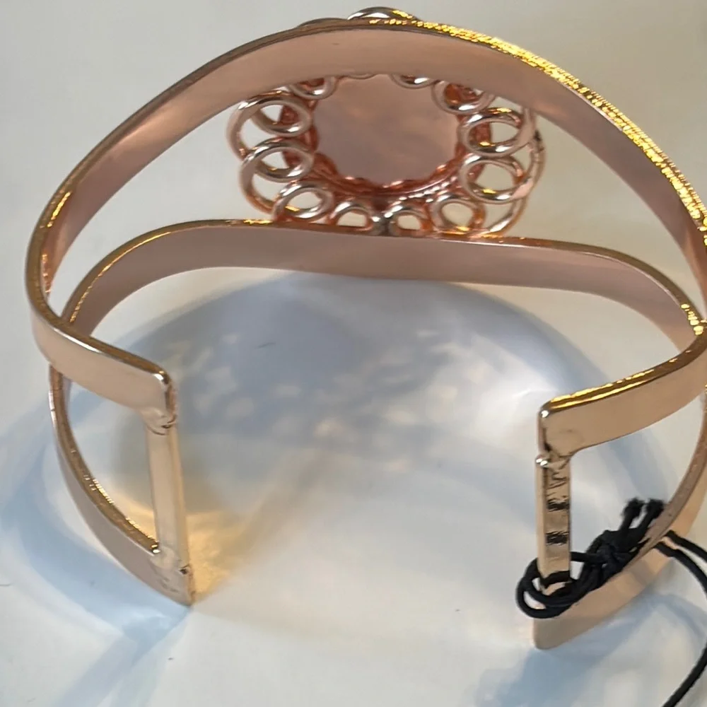 Lane Bryant Rose Gold and Cream Asymmetrical Filigree Cuff Bracelet